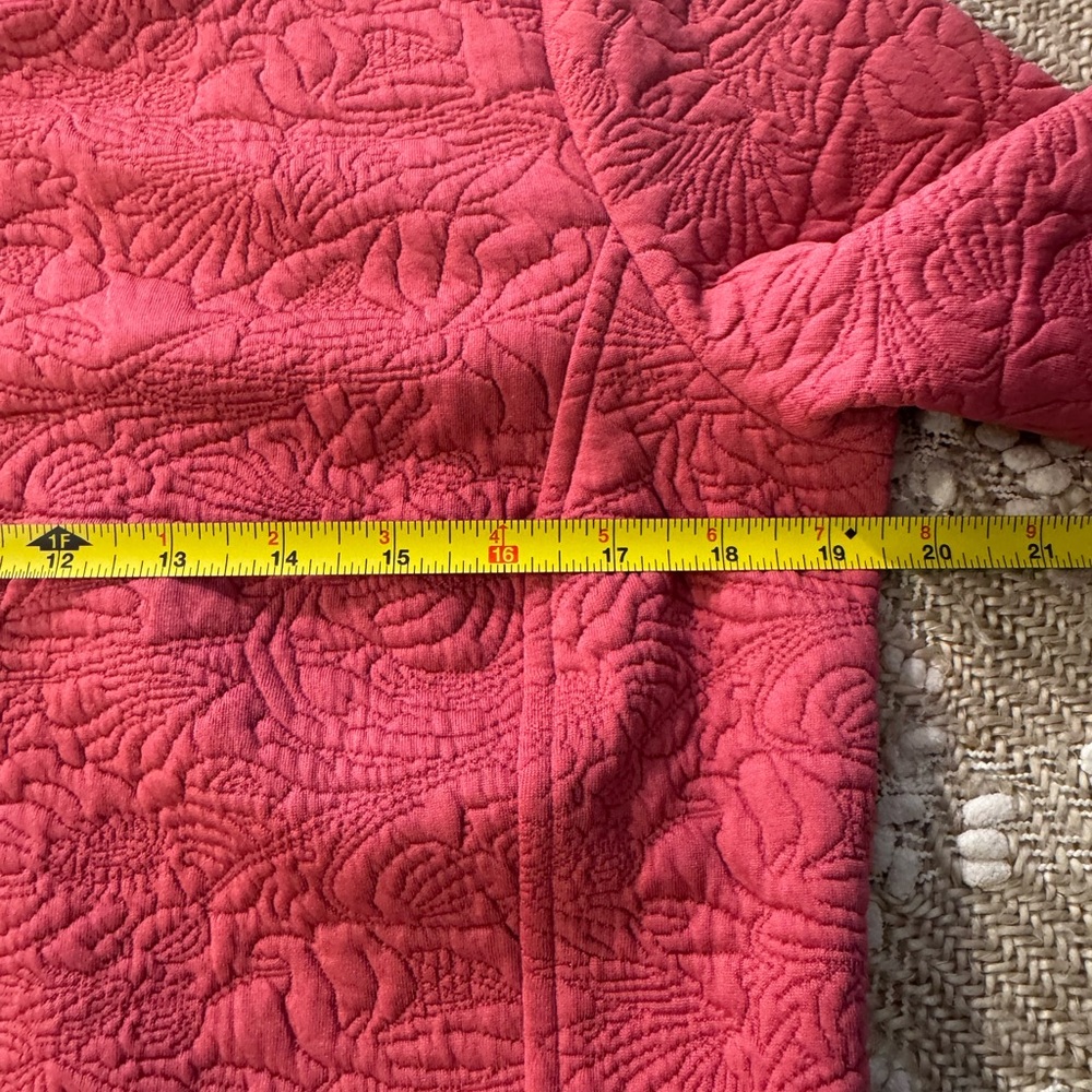 Isaac Mizrahi Live Quilt Jacket Coral  Zip Floral Cottagecore Sz Small - Picture 7 of 8